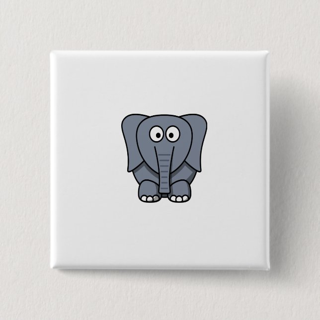 Badge Carré 5 Cm Éléphant mignon Clipart de bande dessinée (Devant)