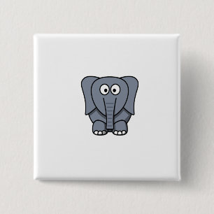 Badge Carré 5 Cm Éléphant mignon Clipart de bande dessinée