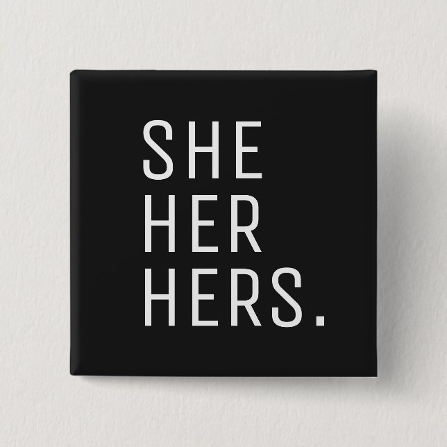 Badge Carré 5 Cm Elle Hers Pronoun (Devant)