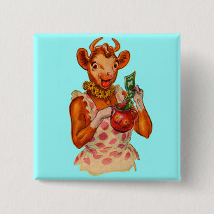 Badge Carré 5 Cm Elsie the Cow, gestionnaire de l'argent