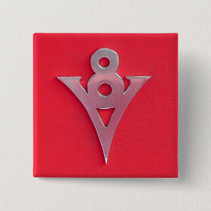 Badge Carré 5 Cm Emblème de V8 de chrome d'illusion sur le cuir