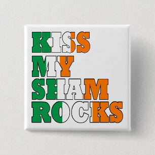 Badge Carré 5 Cm Embrasse mon St patrick shamrock
