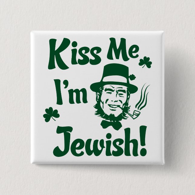 Badge Carré 5 Cm Embrassez-moi, je suis juif (Devant)