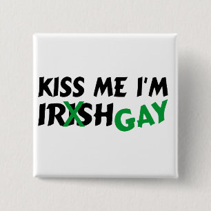 Badge Carré 5 Cm Embrassez-moi l'homosexuel Im irlandais