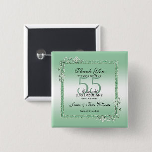Badge Carré 5 Cm Emerald Gem & Parties scintillant 55e anniversaire