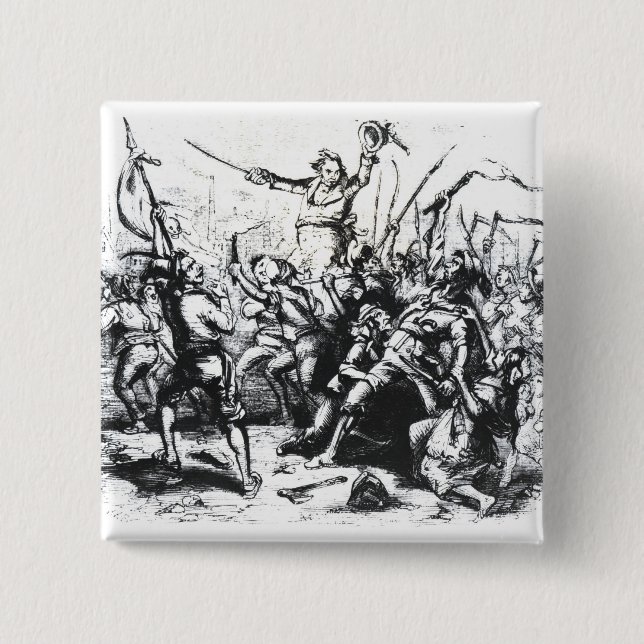 Badge Carré 5 Cm Émeutiers de Luddite (Devant)