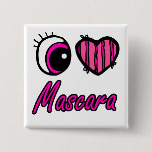 Badge Carré 5 Cm Emo Coeur des yeux J'aime Mascara