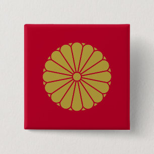 Badge Carré 5 Cm Empereur japonais, drapeau du Japon