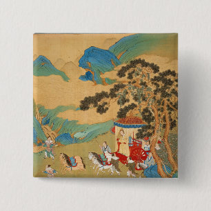 Badge Carré 5 Cm Empereur MU Wang de la dynastie de Chou dedans