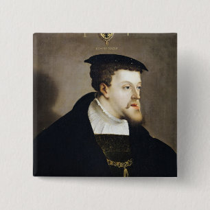 Badge Carré 5 Cm Empereur romain saint de Charles V