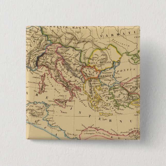 Badge Carré 5 Cm Empire romain sous Constantin et Trajan (Devant)