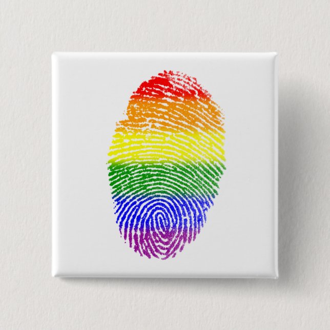 Badge Carré 5 Cm Empreinte Arc-en-ciel Gay pride (Devant)