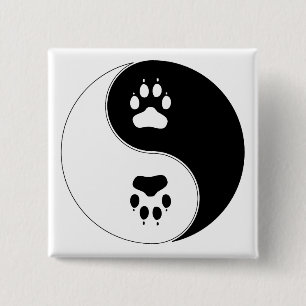 Badge Carré 5 Cm Empreinte de patte de Ying Yang