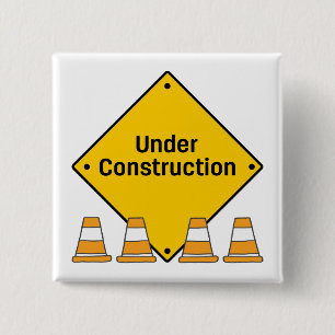 Badge Carré 5 Cm En construction avec des cônes