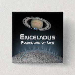 Badge Carré 5 Cm Encelade Saturn Moon Fontaines de vie