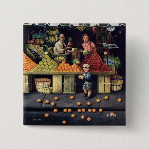 Badge Carré 5 Cm Enfant en bas âge et oranges