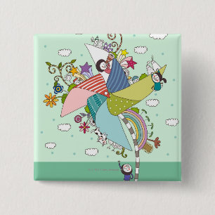 Badge Carré 5 Cm Enfants jouant avec des jouets