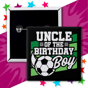 Badge Carré 5 Cm Enfants soccer football fête oncle de l'anniversai