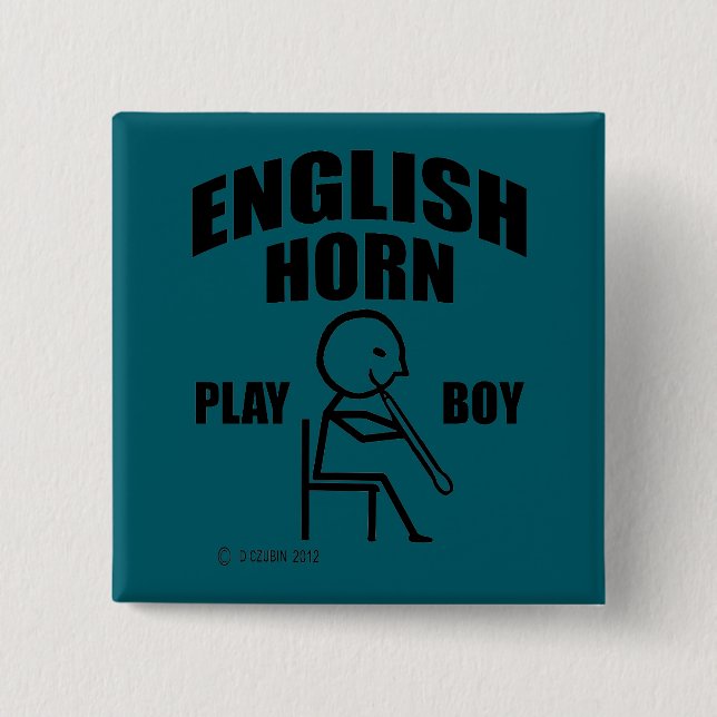 Badge Carré 5 Cm English Horn Play Boy (Devant)