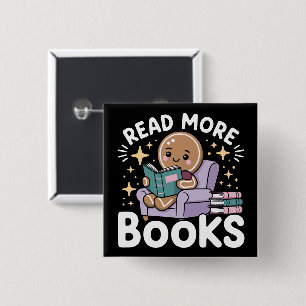 Badge Carré 5 Cm Enseignant de Noël Lit plus de livres drôle