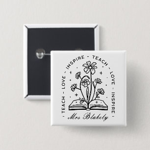 Badge Carré 5 Cm Enseigner l'amour inspire le nom personnalisé de l