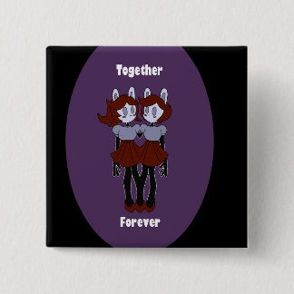 Badge Carré 5 Cm " Ensemble pour toujours " Épingle Carré