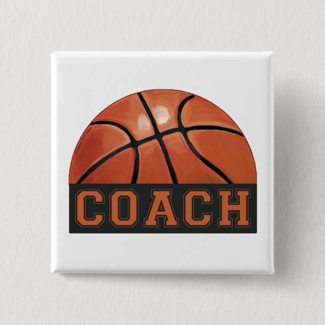 Badge Carré 5 Cm Entraîneur de basket-ball (Devant)