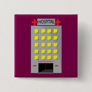 Badge Carré 5 Cm Entrée d'urgence du bâtiment de l'hôpital