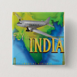 Badge Carré 5 Cm Envolez-vous pour l'Inde