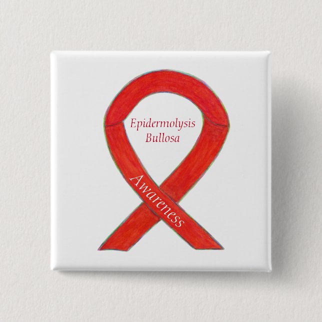 Badge Carré 5 Cm Epidermolyse Bullosa Sensibilisation Ruban Personn (Devant)