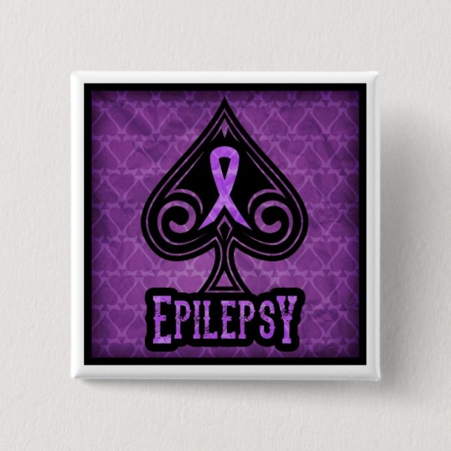 Badge Carré 5 Cm Épilepsie - bouton - pelles (Devant)