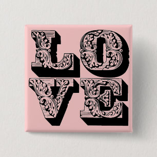 Badge Carré 5 Cm Épingle d'amour rose
