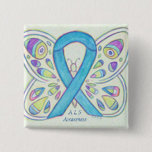 Badge Carré 5 Cm Épingle d'art personnalisé de la marque ALS Blue B