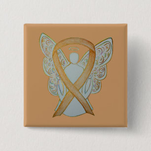 Badge Carré 5 Cm Épingle de ruban de sensibilisation à l'or Épingle