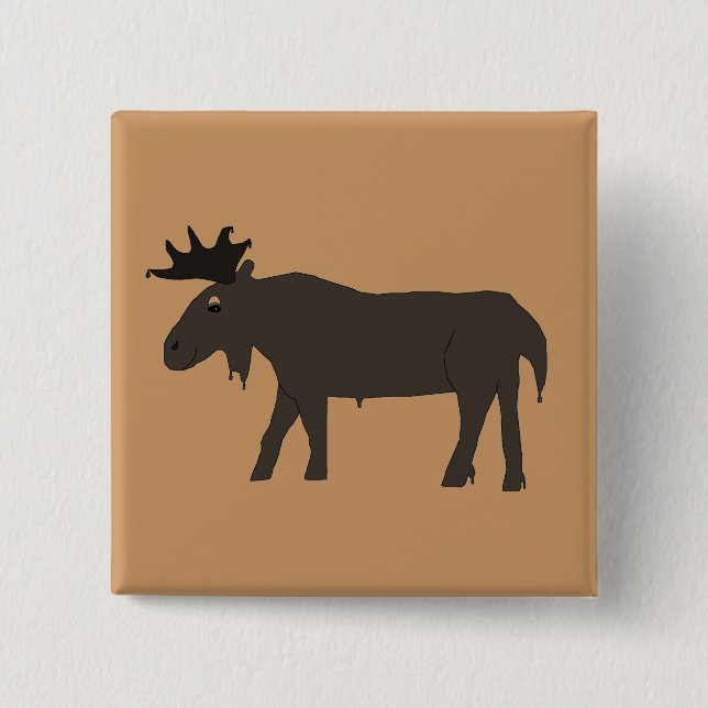 Badge Carré 5 Cm Épingle d'orignal au chocolat (Devant)