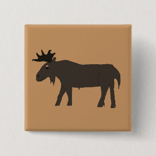 Badge Carré 5 Cm Épingle d'orignal au chocolat