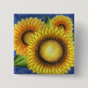 Badge Carré 5 Cm Épingle du bouton de tournesol