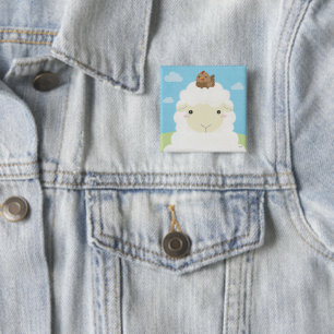 Badge Carré 5 Cm Épouses - Moutons et poussins