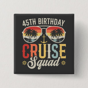 Badge Carré 5 Cm Équipage de croisière d'anniversaire 45 ans, carré