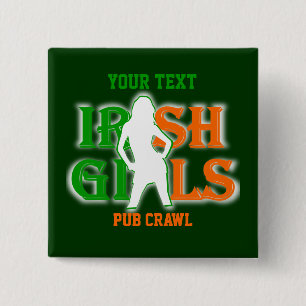 Badge Carré 5 Cm Équipe d'alcools irlandaise personnalisée