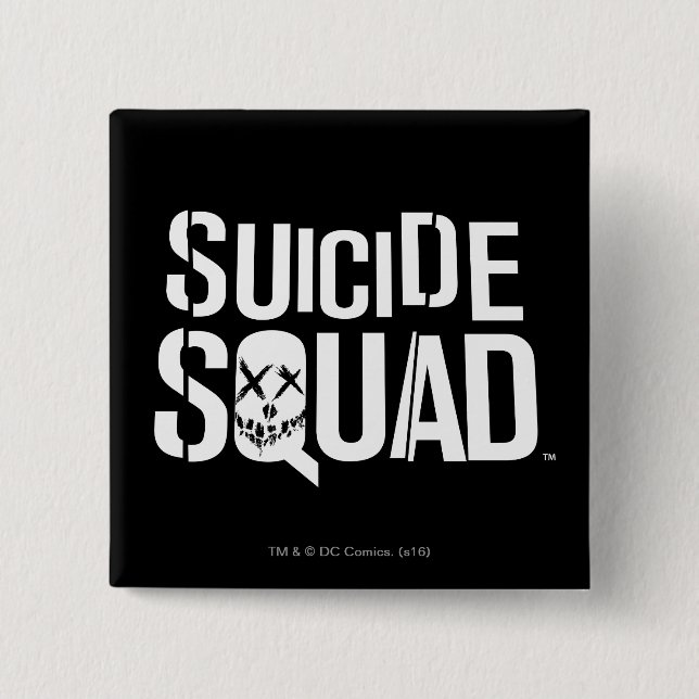 Badge Carré 5 Cm Équipe de suicide | Logo blanc (Devant)