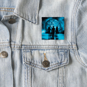 Badge Carré 5 Cm Équipe d'entreprise Silhouette Futuriste
