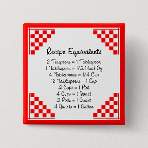 Badge Carré 5 Cm Équivalents de recette Bouton d'aide de cuisine