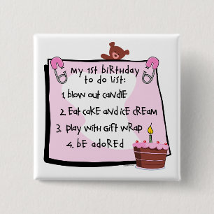 Badge Carré 5 Cm ęr L'anniversaire ont fait le rose