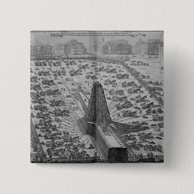 Badge Carré 5 Cm Érection de l'obélisque égyptien antique (Devant)
