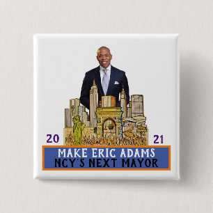 Badge Carré 5 Cm Eric Adams 2021 Maire du CNY