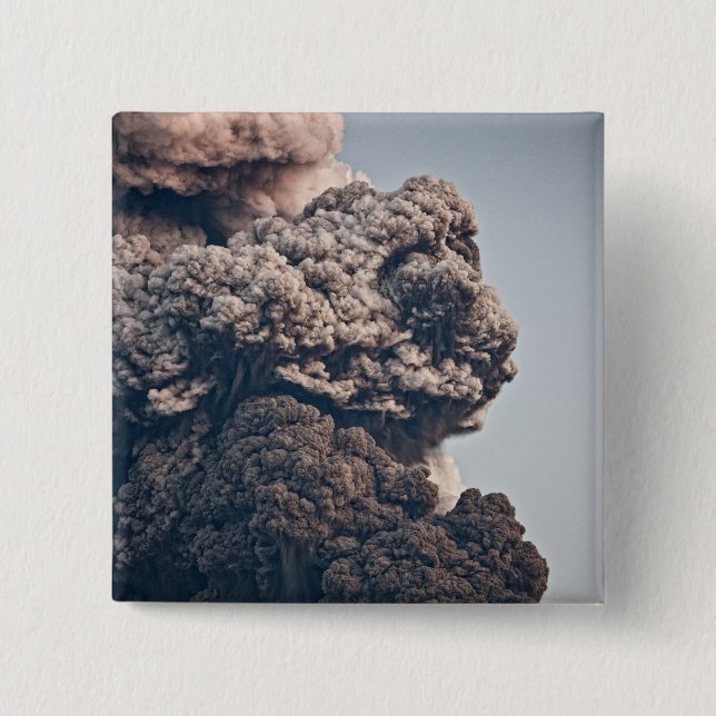 Badge Carré 5 Cm Éruption volcanique d'Eyjafjalljokull (Devant)