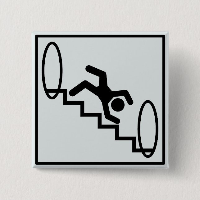 Badge Carré 5 Cm Escaliers de Stickman - danger (Devant)