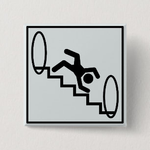 Badge Carré 5 Cm Escaliers de Stickman - danger