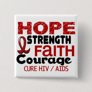 BADGE CARRÉ 5 CM ESPOIR 3 D'HIV DE SIDA